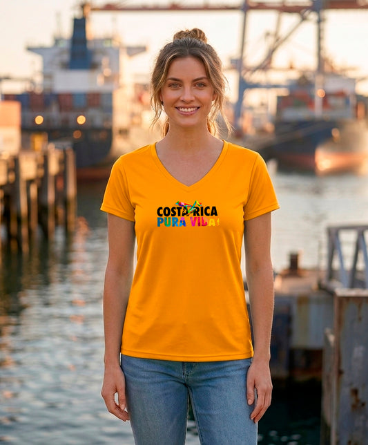 Costa Rica Pura Vida Women's V-Neck – Gold