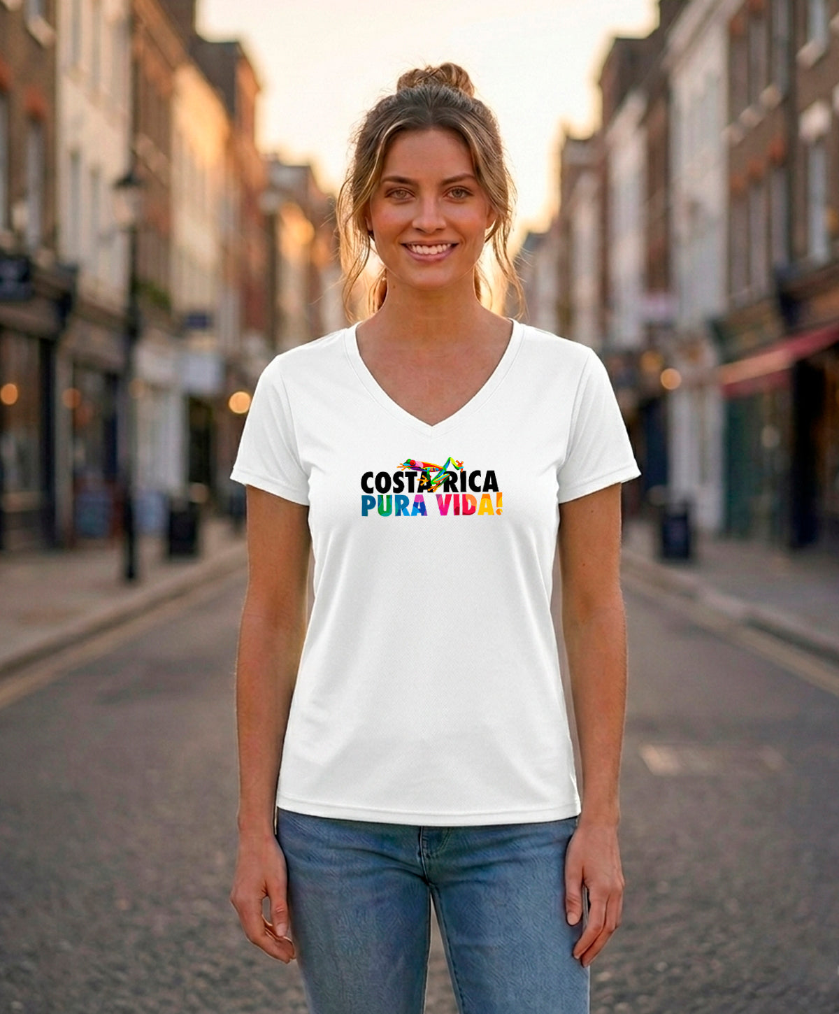 Costa Rica Pura Vida Women's V-Neck – White