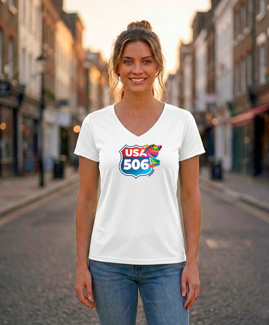 USA 506 Women's V-Neck – White