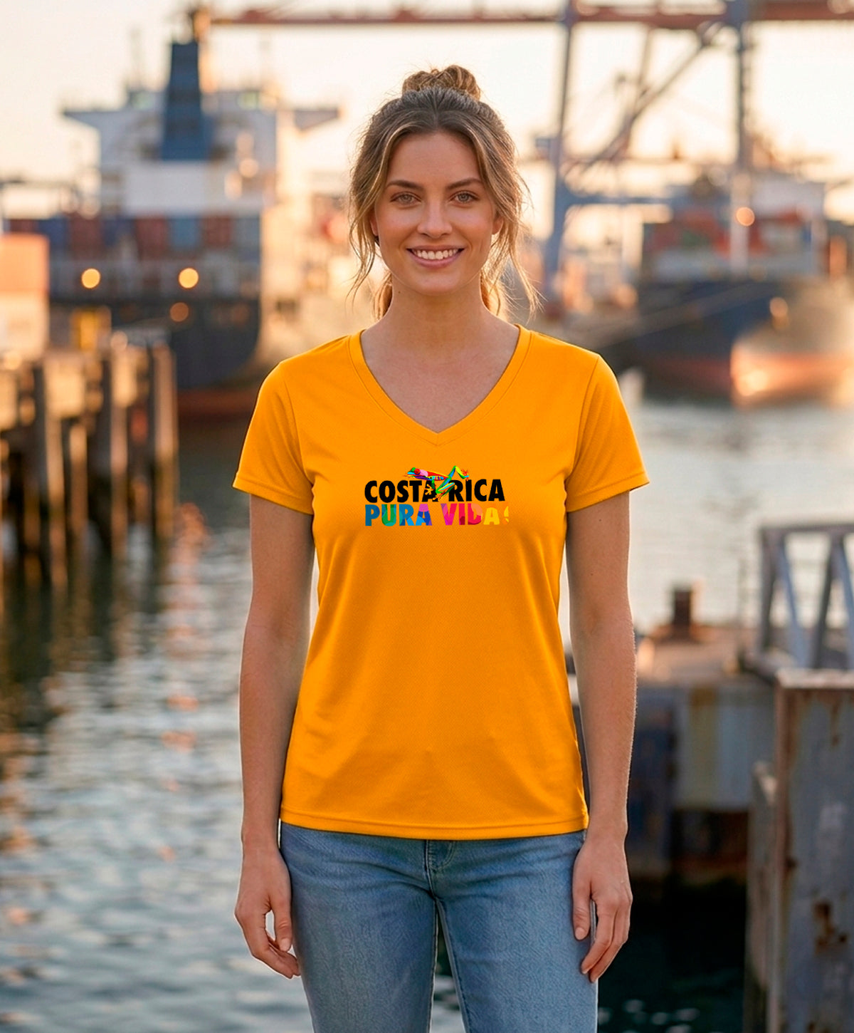 Costa Rica Pura Vida Women's V-Neck – Gold