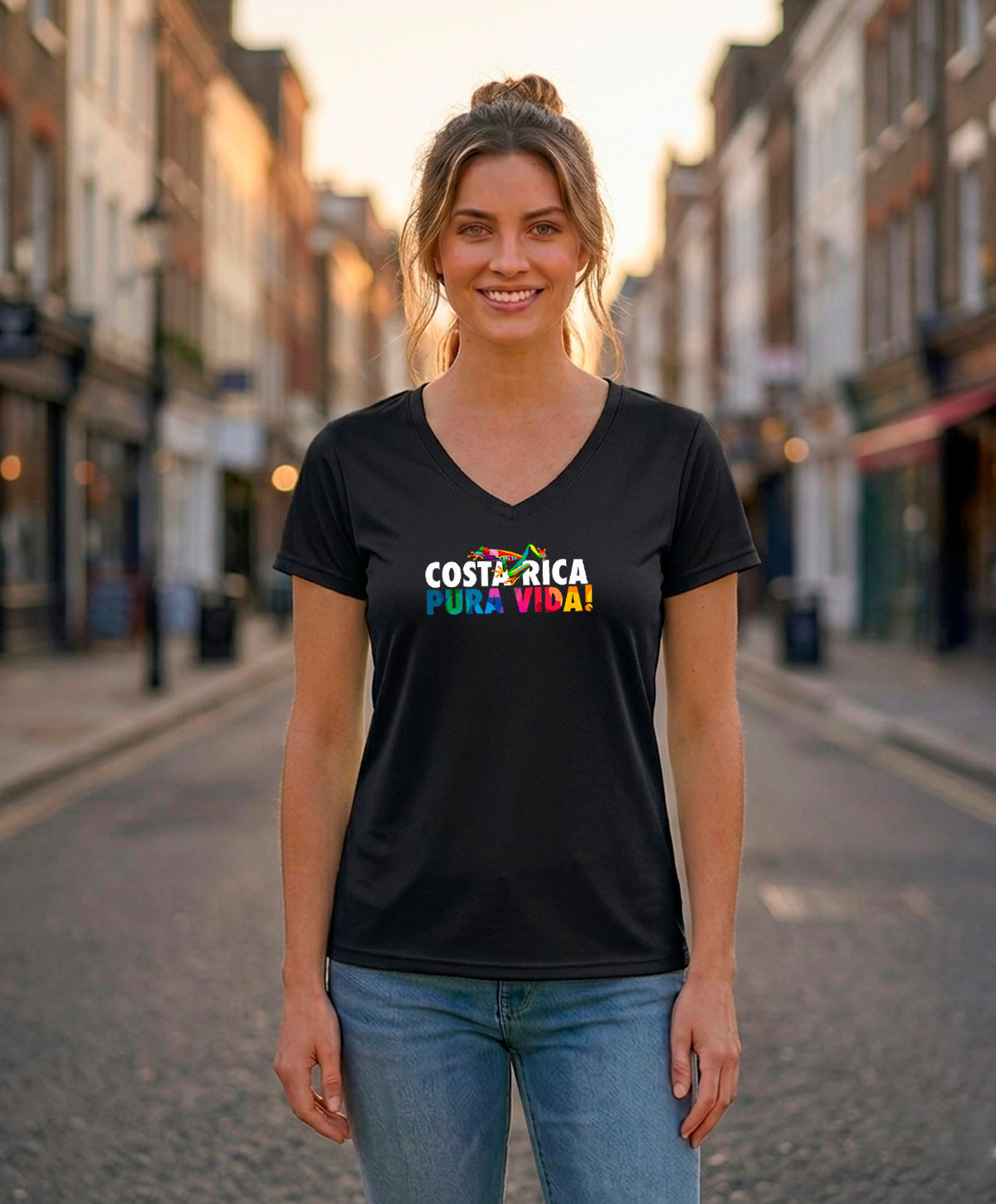 Costa Rica Pura Vida Women's V-Neck – Jet Black