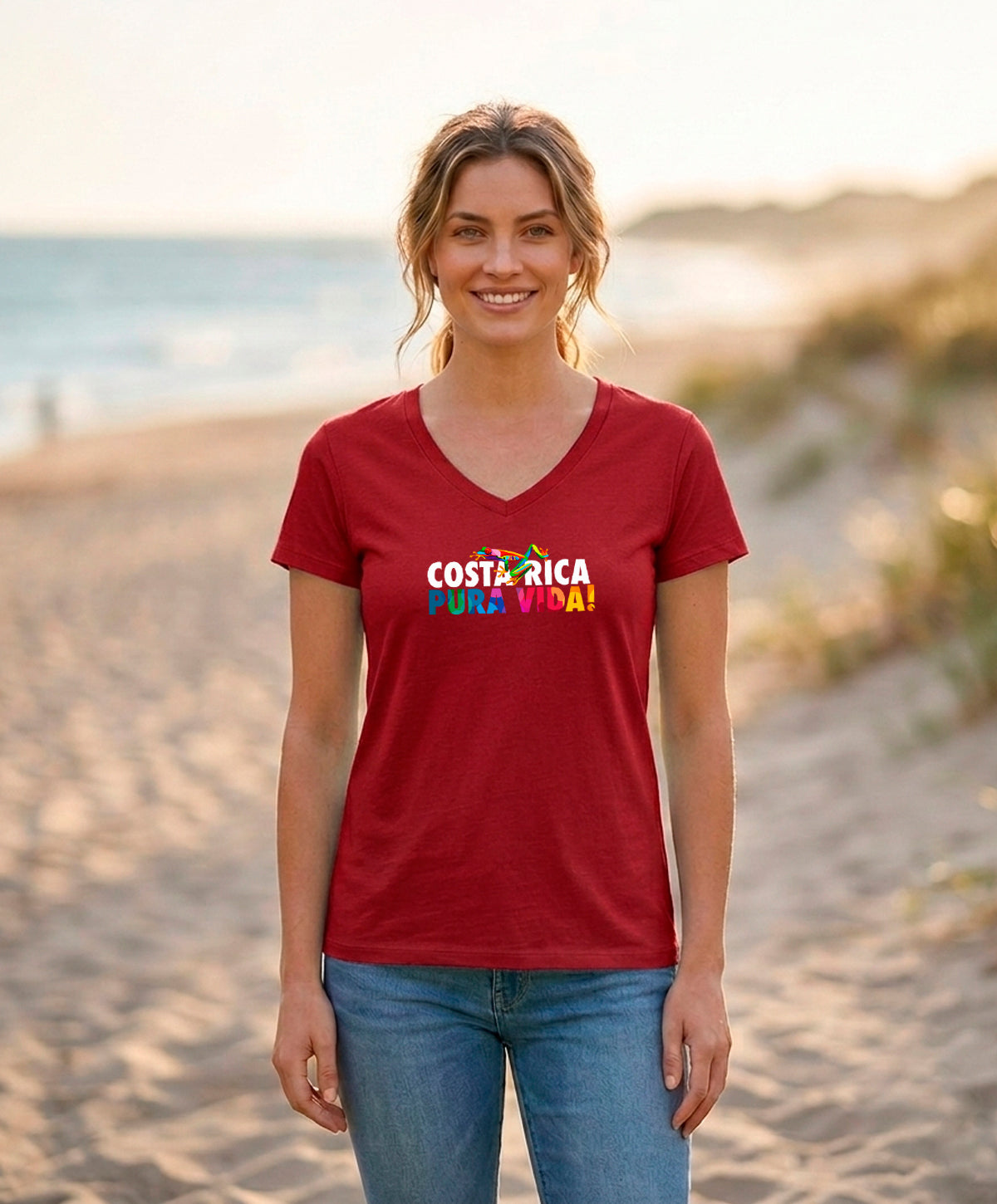 Costa Rica Pura Vida Women's V-Neck – Red