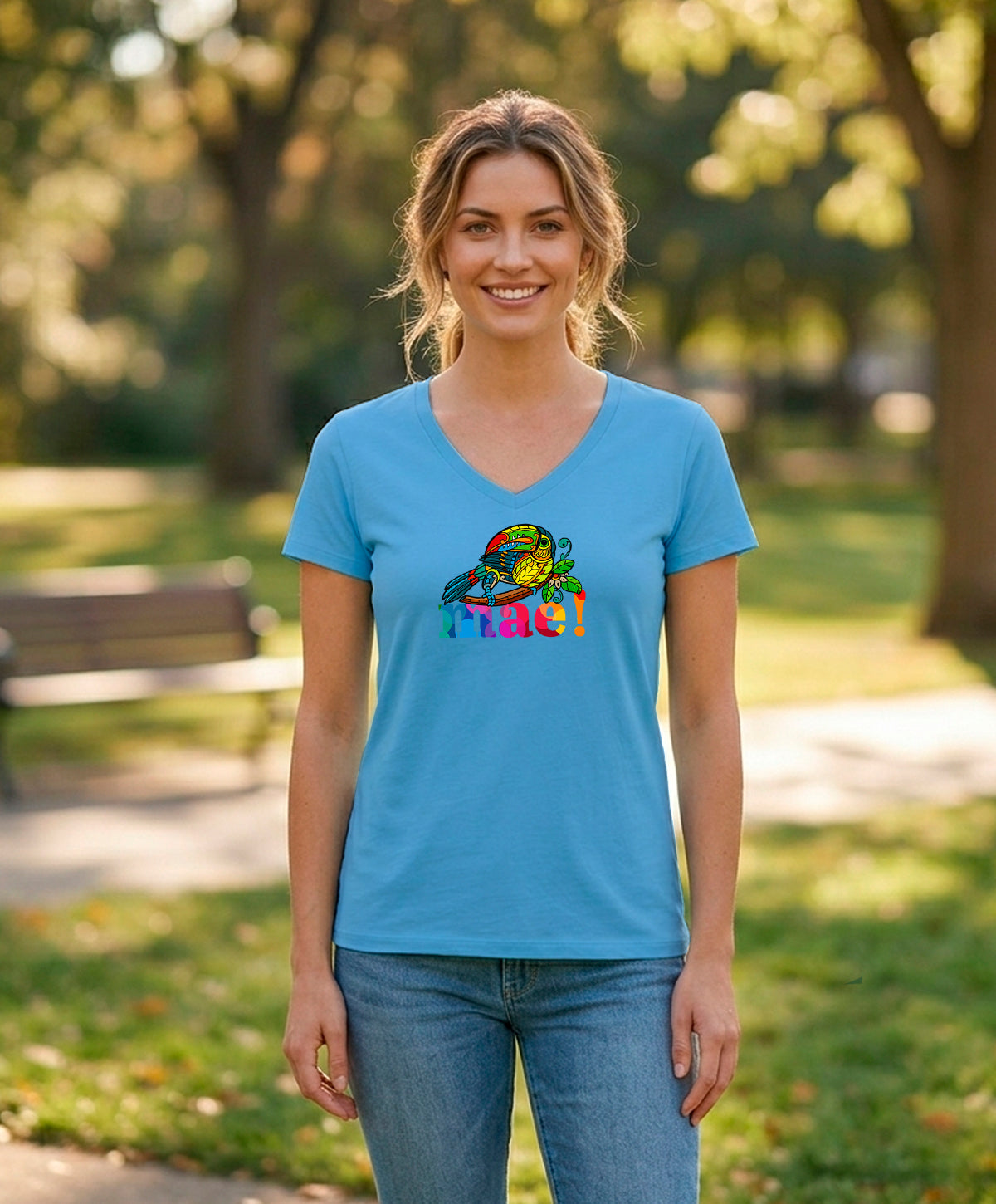 Mae Women's V-Neck – Aquatic Blue