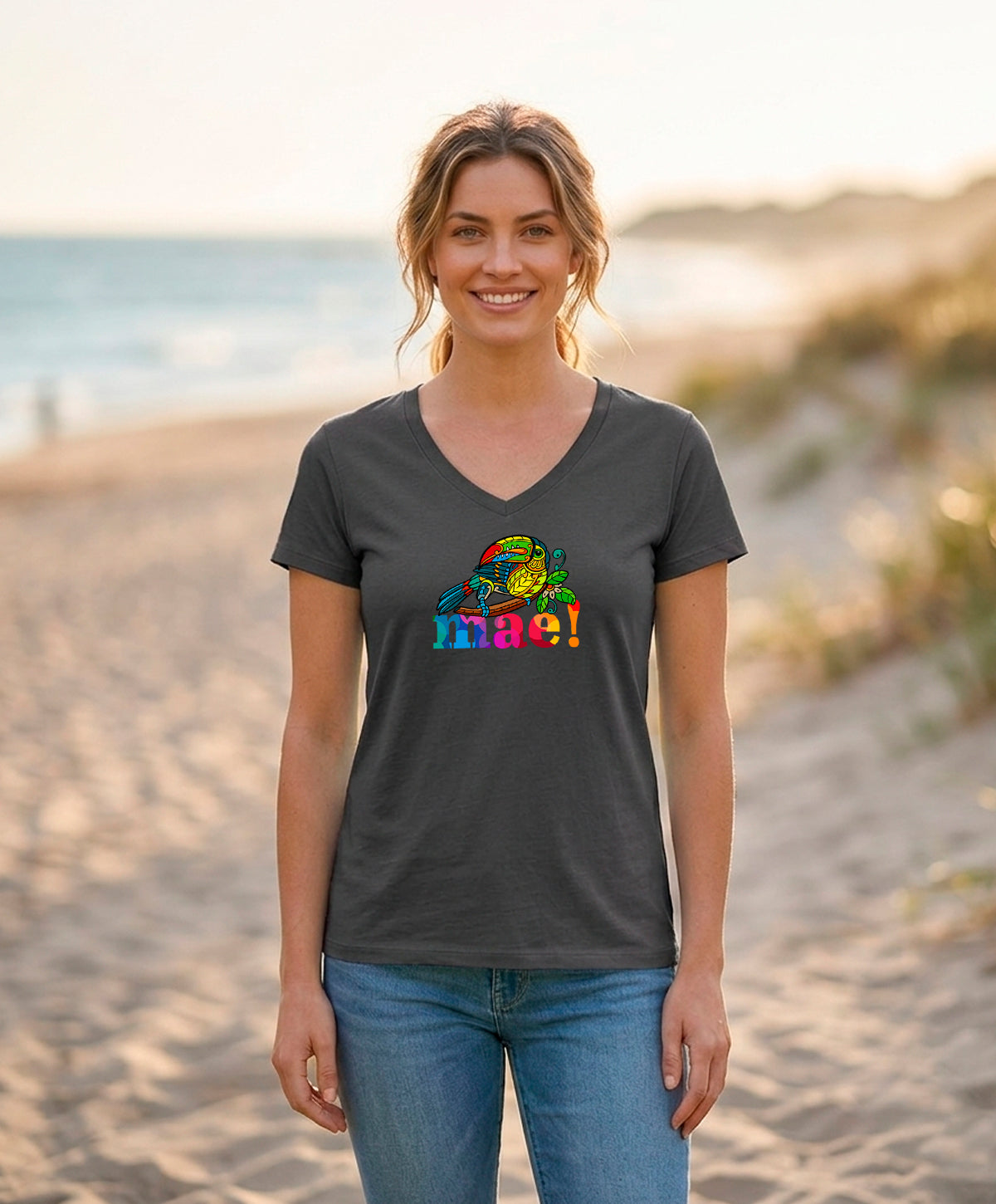 Mae Women's V-Neck – Charcoal