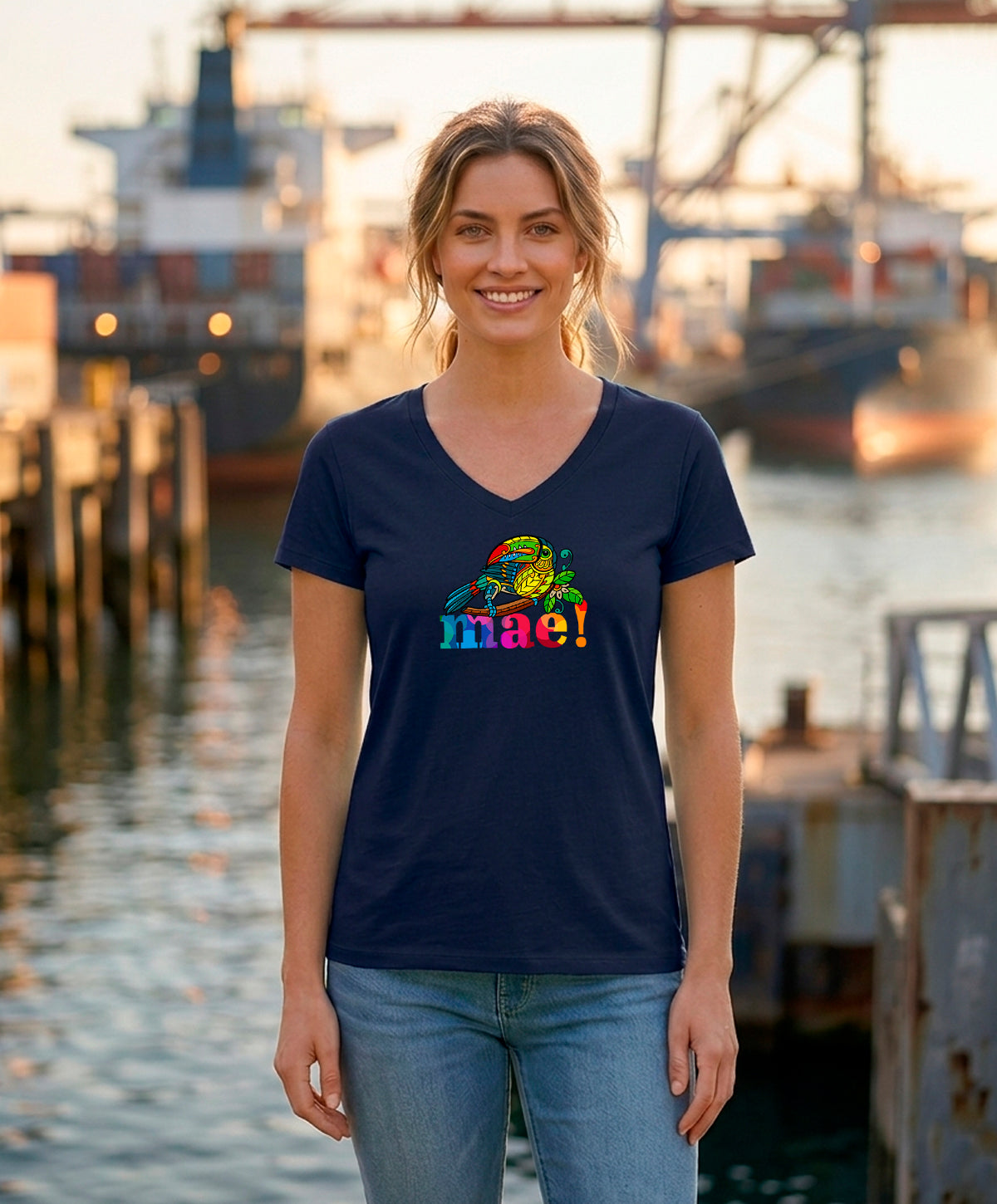 Mae Women's V-Neck – Deep Navy