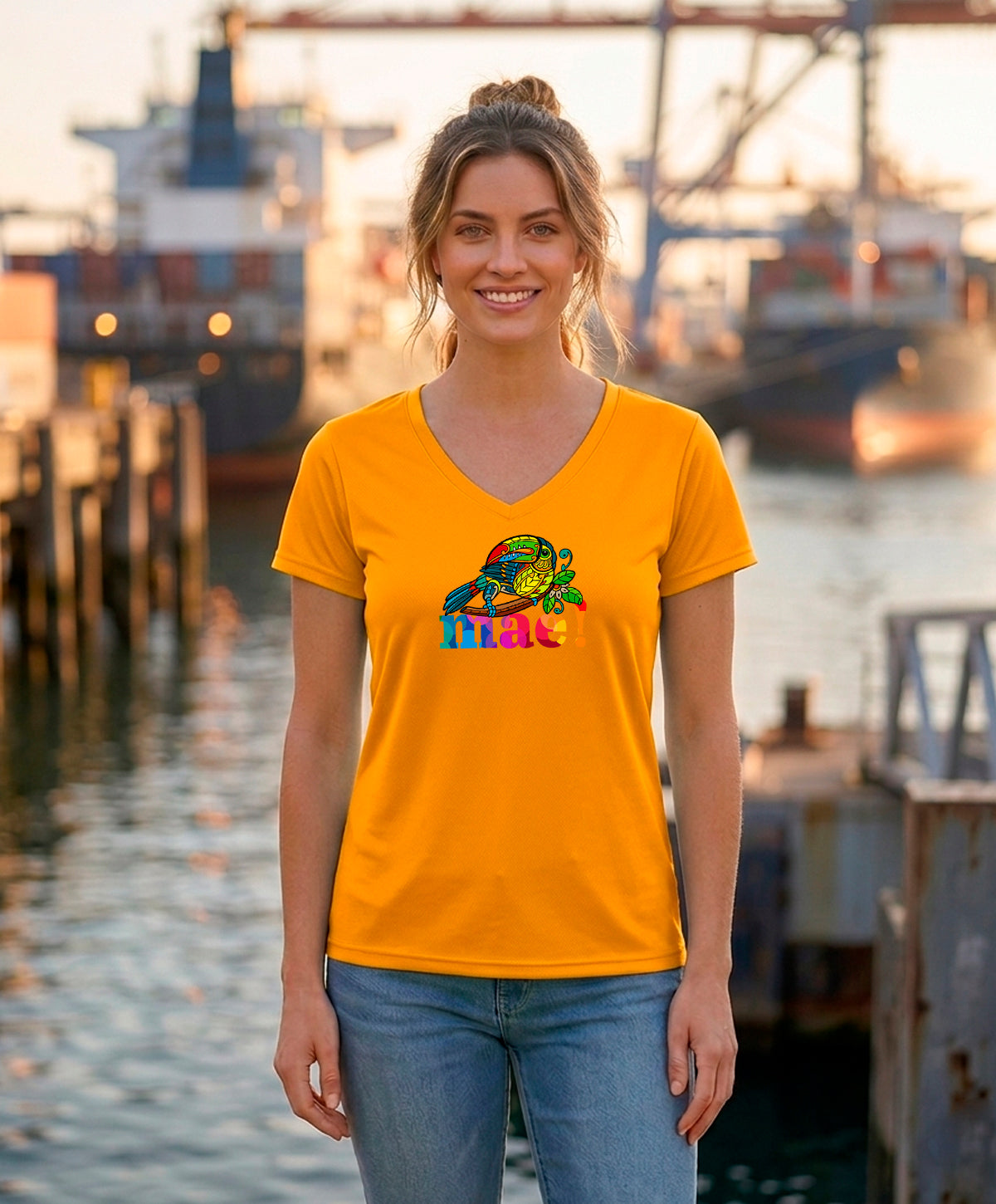 Mae Women's V-Neck – Gold
