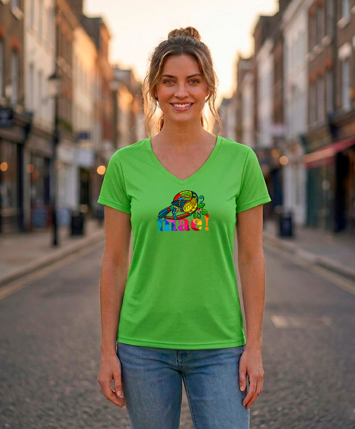 Mae Women's V-Neck – Lime