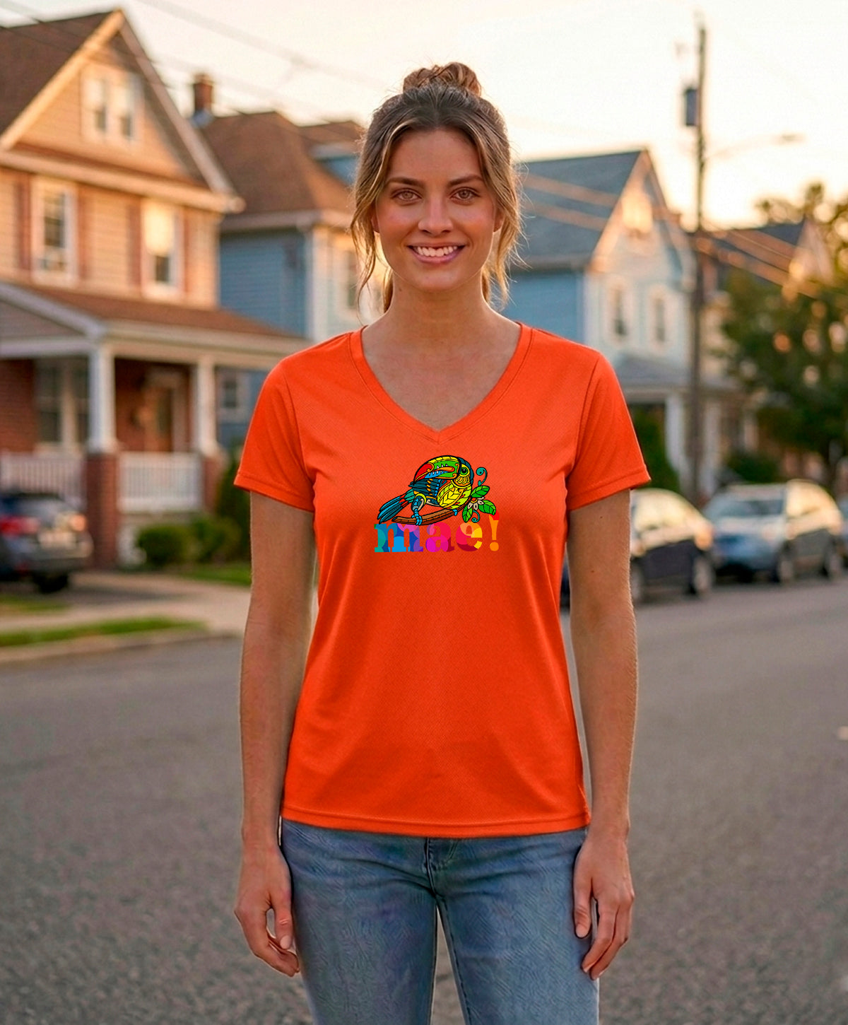 Mae Women's V-Neck – Orange