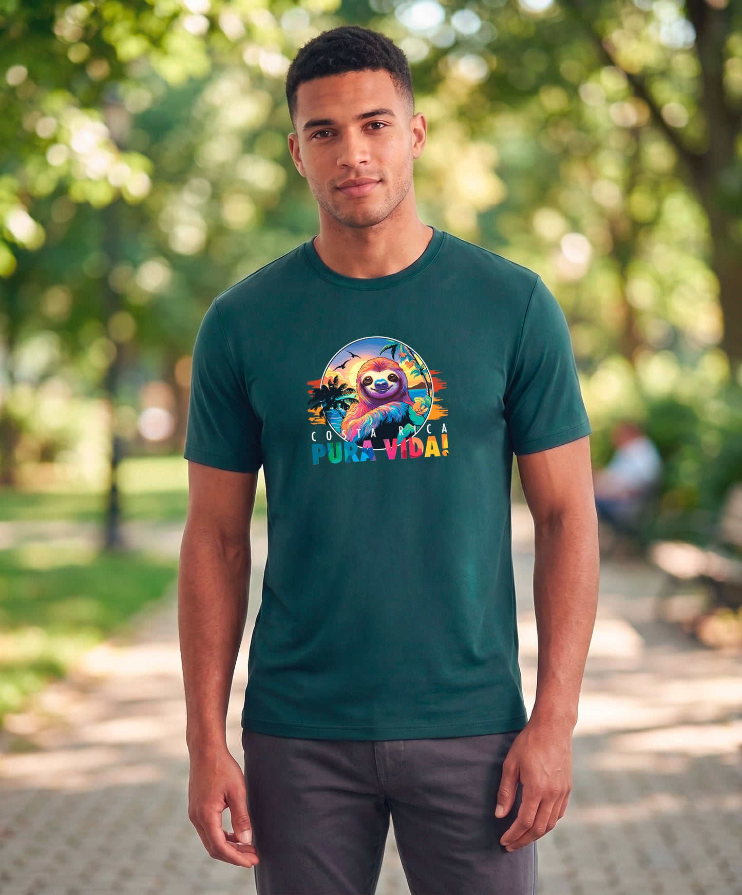 Perezoso Pura Vida Men's Tee – Dark Green