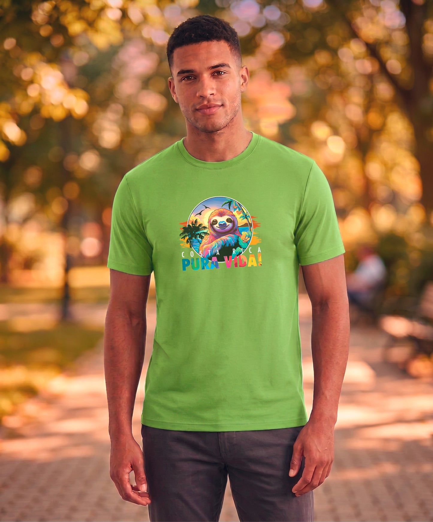 Perezoso Pura Vida Men's Tee – Lime