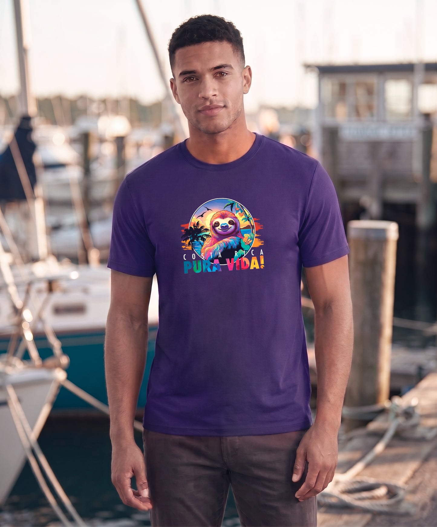 Perezoso Pura Vida Men's Tee – Purple