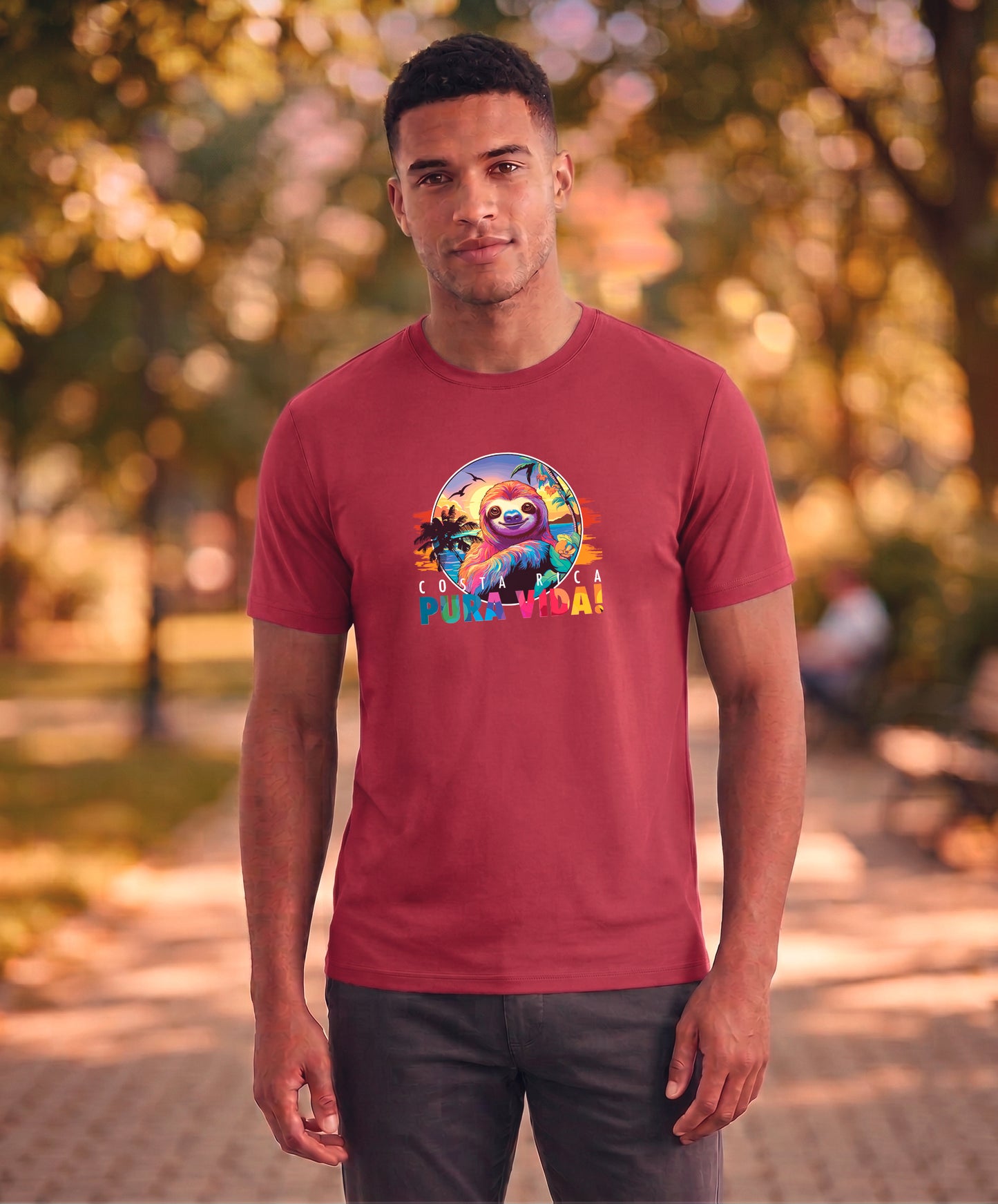 Perezoso Pura Vida Men's Tee – Red