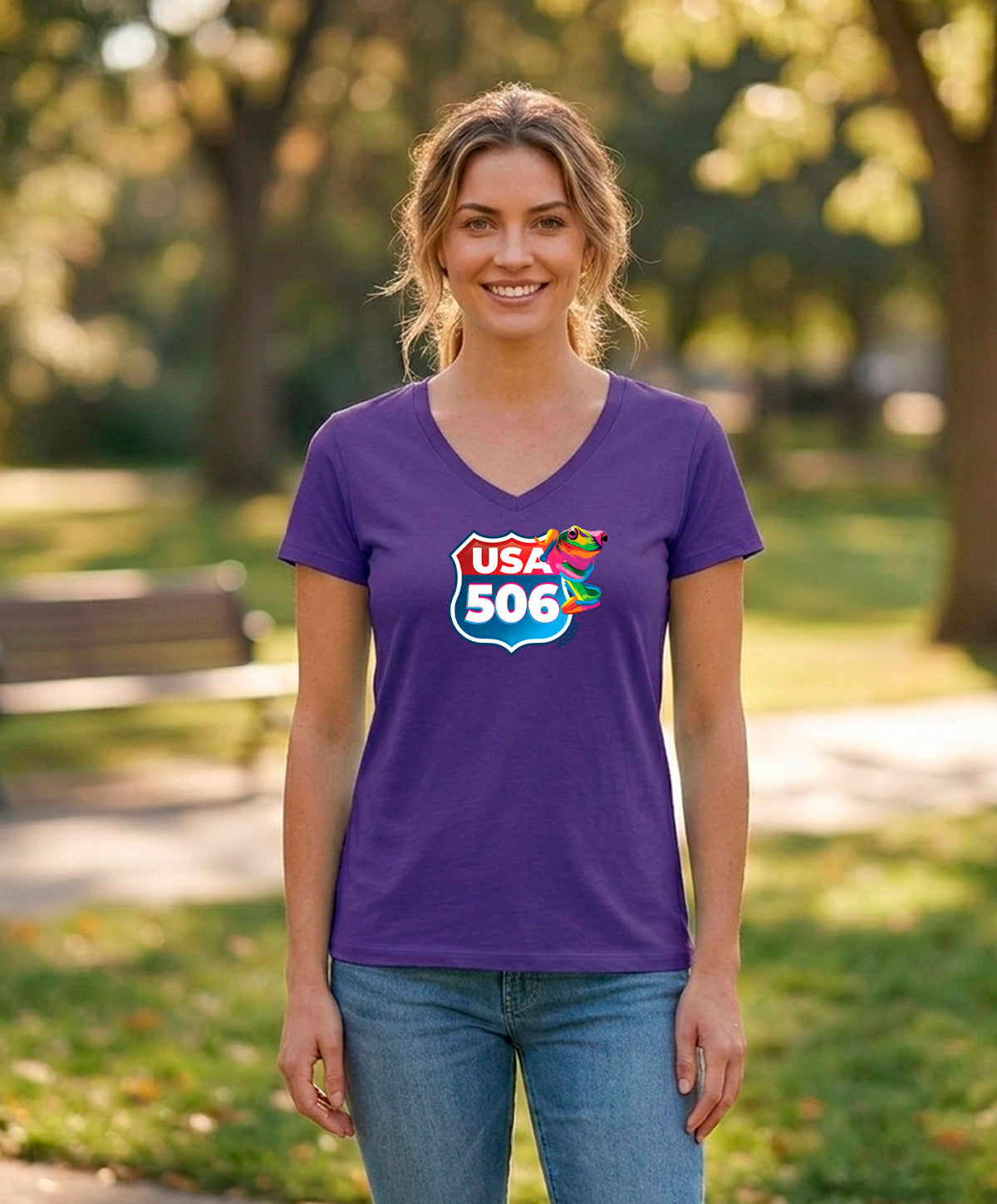 USA 506 Women's V-Neck – Purple