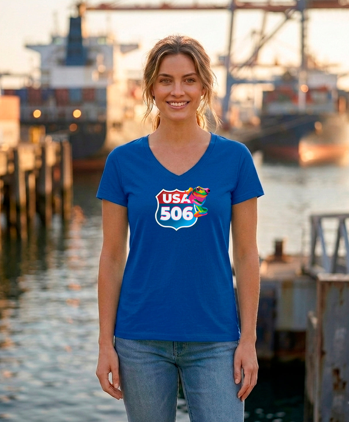 USA 506 Women's V-Neck – True Royal